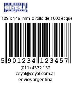 189 x 149  mm  x rollo de 1000 etiquetas x rollos de 5000 etiquet