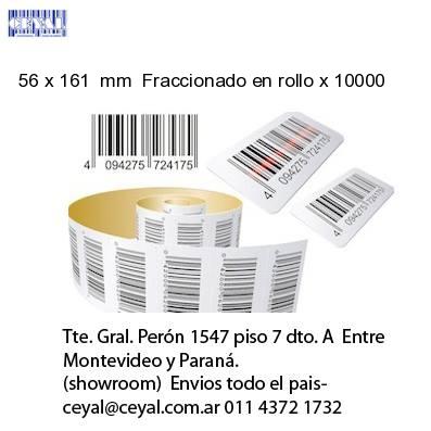 56 x 161  mm  Fraccionado en rollo x 10000