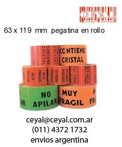 63 x 119  mm  pegatina en rollo