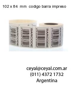 102 x 84  mm  codigo barra impreso