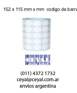 152 x 115 mm x mm  codigo de barra impreso
