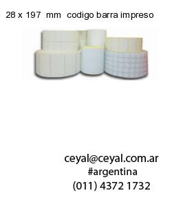 28 x 197  mm  codigo barra impreso