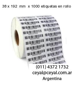 38 x 192  mm  x 1000 etiquetas en rollo