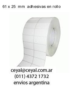 61 x 25  mm  adhesivas en rollo