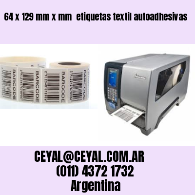 64 x 129 mm x mm  etiquetas textil autoadhesivas