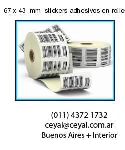 67 x 43  mm  stickers adhesivos en rollos