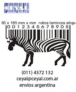 83 x 185 mm x mm  rollos termicos etiquetas