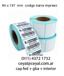 84 x 197  mm  codigo barra impreso