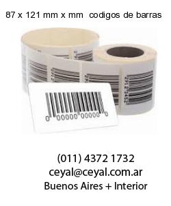 87 x 121 mm x mm  codigos de barras