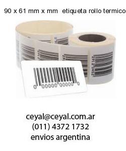 90 x 61 mm x mm  etiqueta rollo termico