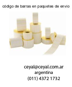 código de barras en paquetes de envio