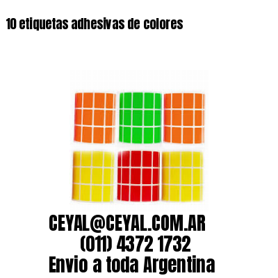 10 etiquetas adhesivas de colores