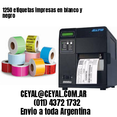 1250 etiquetas impresas en blanco y negro