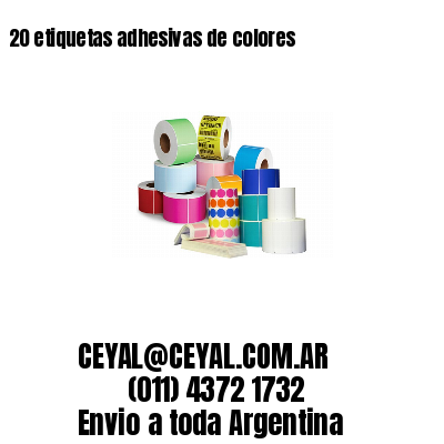 20 etiquetas adhesivas de colores