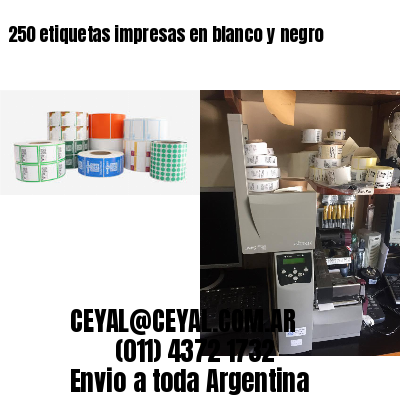 250 etiquetas impresas en blanco y negro