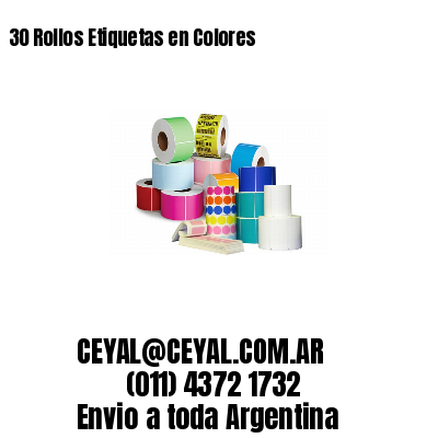30 Rollos Etiquetas en Colores
