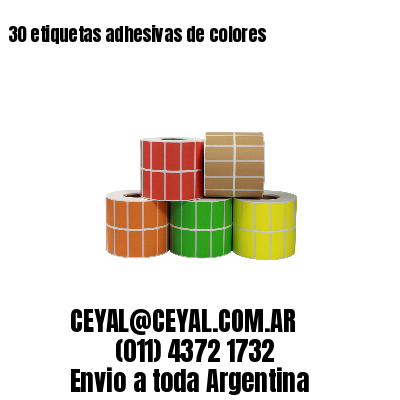 30 etiquetas adhesivas de colores