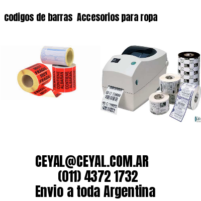 codigos de barras 	Accesorios para ropa
