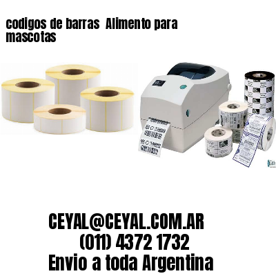 codigos de barras 	Alimento para mascotas
