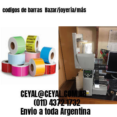 codigos de barras 	Bazar/joyería/más