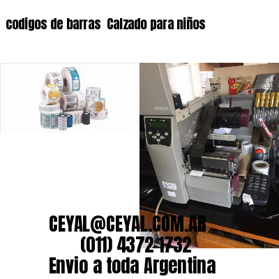 codigos de barras 	Calzado para niños