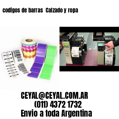 codigos de barras 	Calzado y ropa