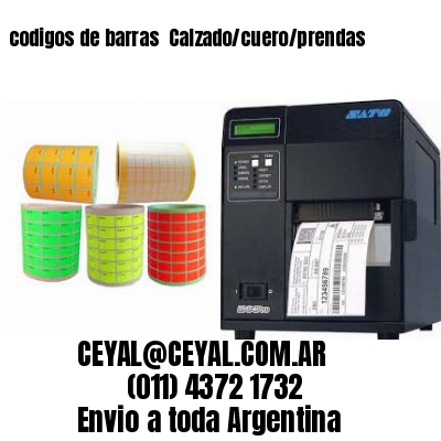 codigos de barras 	Calzado/cuero/prendas