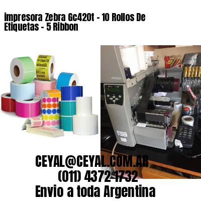 impresora Zebra Gc420t – 10 Rollos De Etiquetas – 5 Ribbon
