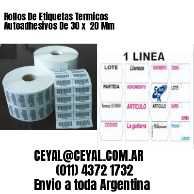Rollos De Etiquetas Termicos Autoadhesivos De 30 x  20 Mm