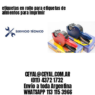 etiquetas en rollo para etiquetas de alimentos para imprimir