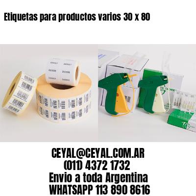 Etiquetas para productos varios 30 x 80