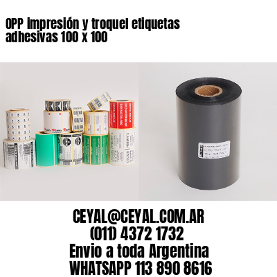 OPP impresión y troquel etiquetas adhesivas 100 x 100