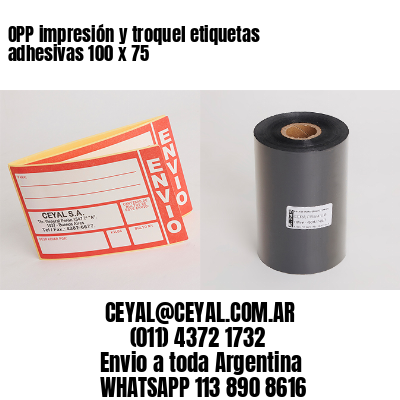 OPP impresión y troquel etiquetas adhesivas 100 x 75