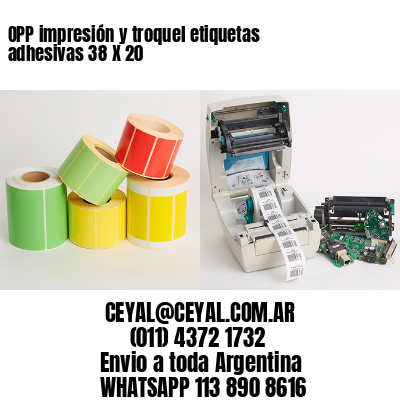 OPP impresión y troquel etiquetas adhesivas 38 X 20