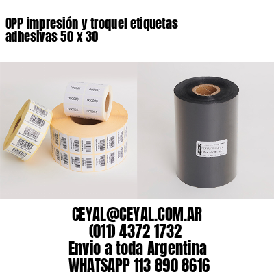 OPP impresión y troquel etiquetas adhesivas 50 x 30