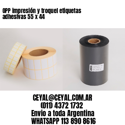 OPP impresión y troquel etiquetas adhesivas 55 x 44