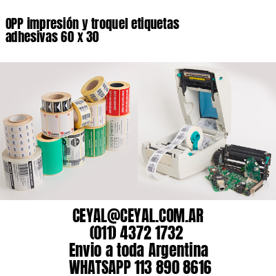 OPP impresión y troquel etiquetas adhesivas 60 x 30