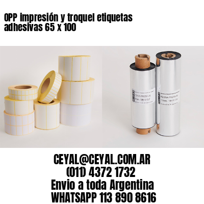 OPP impresión y troquel etiquetas adhesivas 65 x 100
