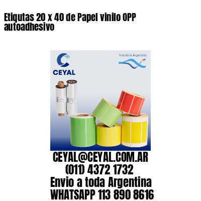 Etiqutas 20 x 40 de Papel vinilo OPP autoadhesivo