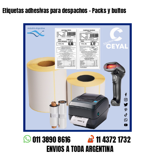 Etiquetas adhesivas para despachos – Packs y bultos