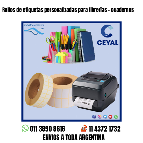 Rollos de etiquetas personalizadas para librerías – cuadernos
