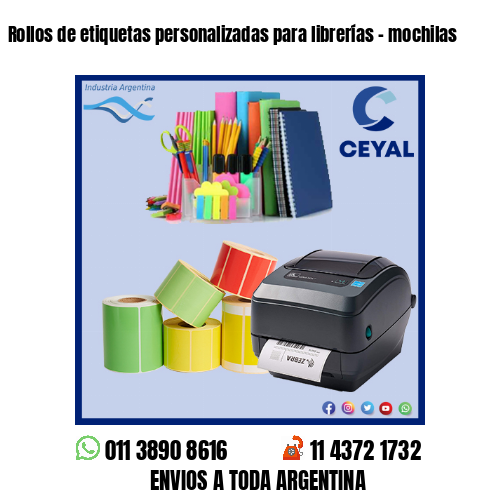 Rollos de etiquetas personalizadas para librerías – mochilas