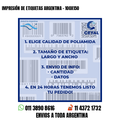 IMPRESIÓN DE ETIQUETAS ARGENTINA – 100X150