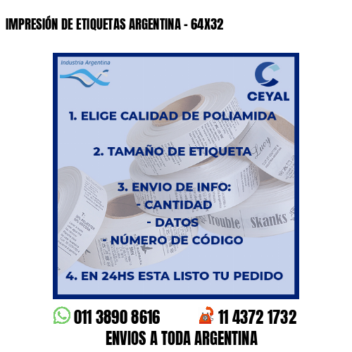 IMPRESIÓN DE ETIQUETAS ARGENTINA – 64X32
