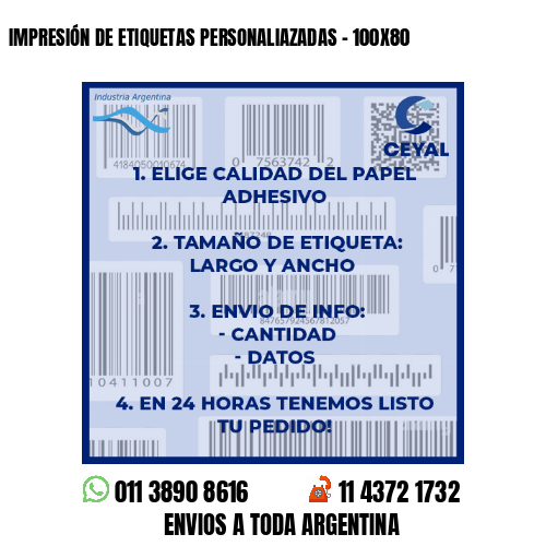 IMPRESIÓN DE ETIQUETAS PERSONALIAZADAS – 100X80