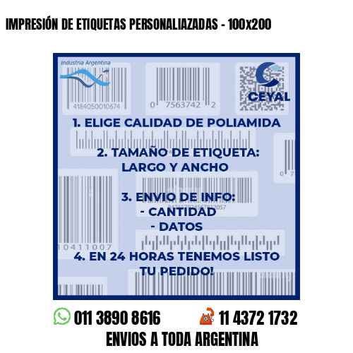 IMPRESIÓN DE ETIQUETAS PERSONALIAZADAS – 100×200
