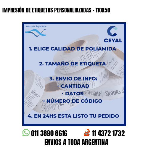 IMPRESIÓN DE ETIQUETAS PERSONALIAZADAS – 110X50
