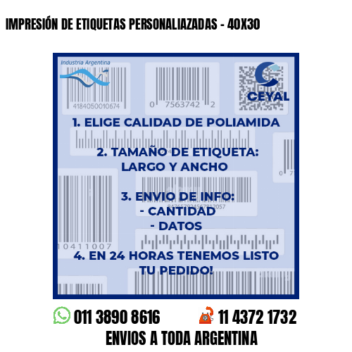 IMPRESIÓN DE ETIQUETAS PERSONALIAZADAS – 40X30