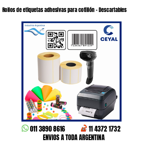 Rollos de etiquetas adhesivas para cotillón – Descartables