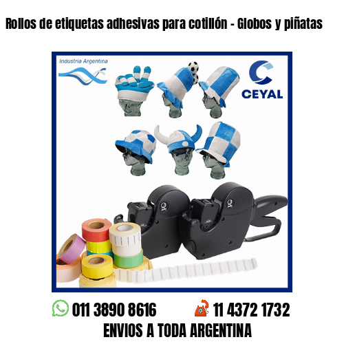 Rollos de etiquetas adhesivas para cotillón – Globos y piñatas